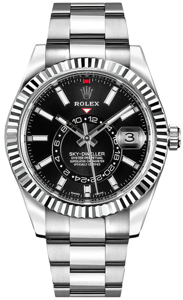 Rolex Sky-Dweller 18k White Gold 42mm Black Dial - Steel Bracelet (Ref# 326934) - WatchesOff5thWatch